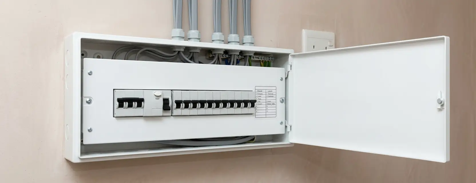 Distribution board, labelled