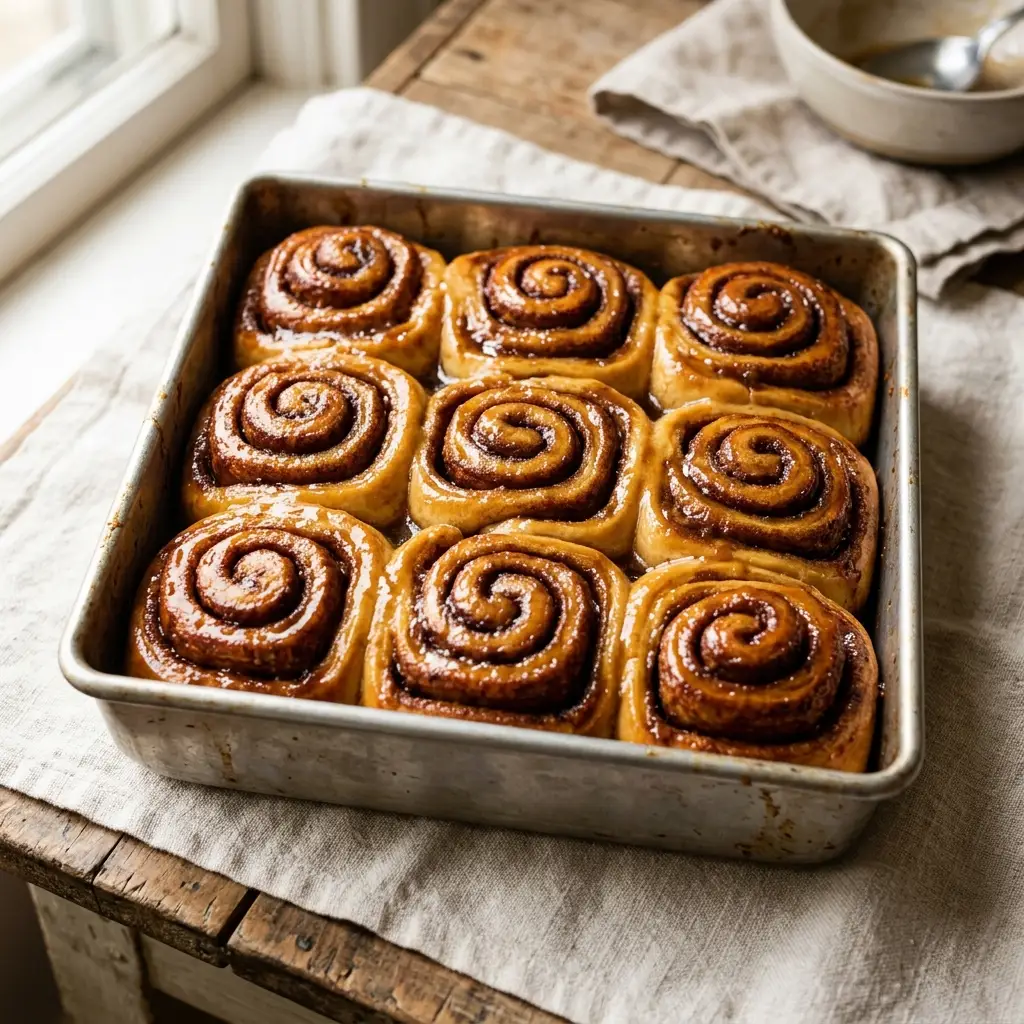 Cinnamon buns, glazed