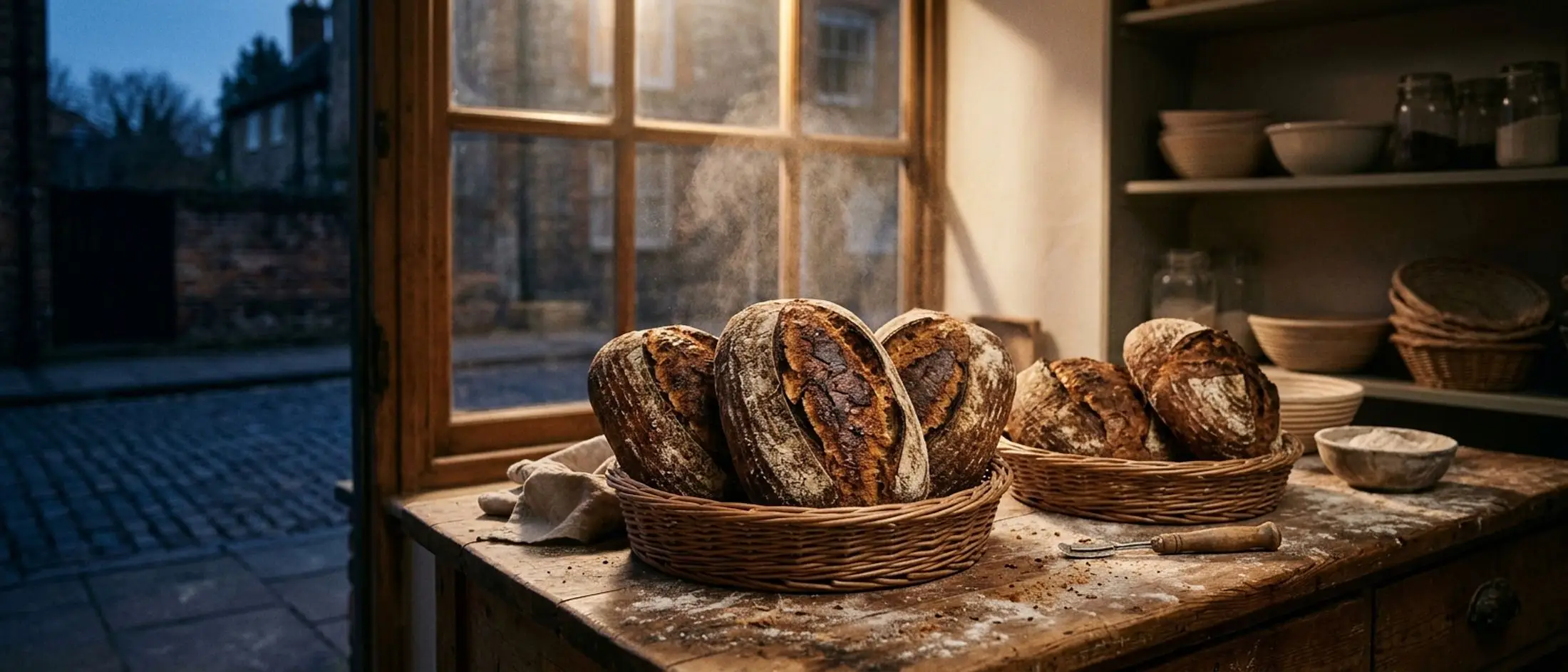 Cover: loaves on the counter at dawn