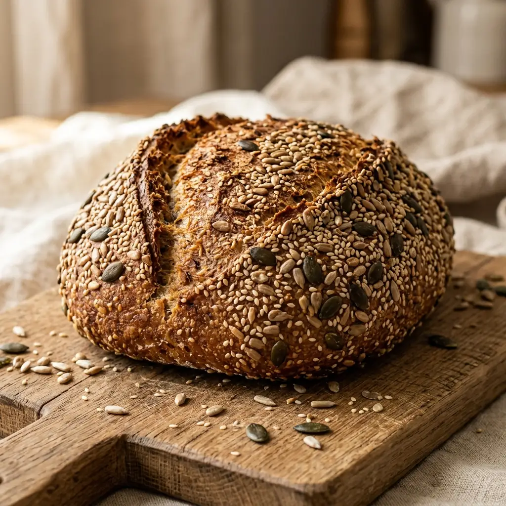 Seed loaf on a board